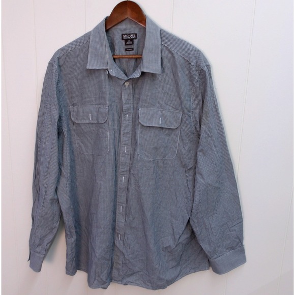 MICHAEL KORS Men's Long Sleeve Checkered Button Down Shirt XXL / #9080 - Picture 1 of 7